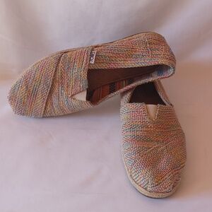 TOMS Classic Alpargata Espadrille Flats Multicolor Metallic Burlap Size 9.5